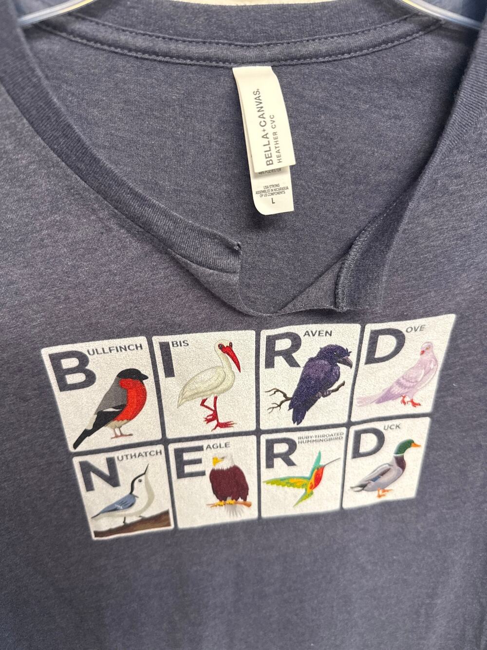 Bird Nerd T Shirt Blue Large Stretchy Bird Watching